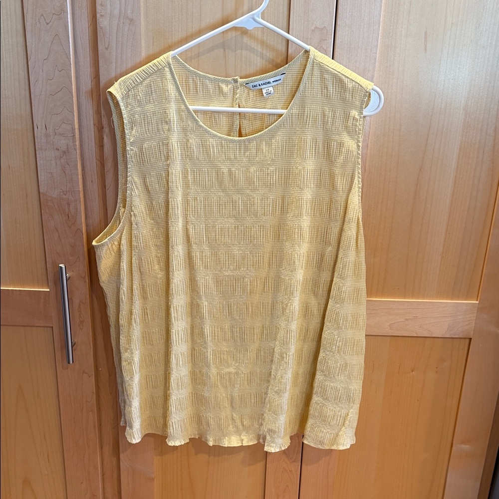 Zac & Rachel Textured Yellow Stretchy Blouse 2XL EUC